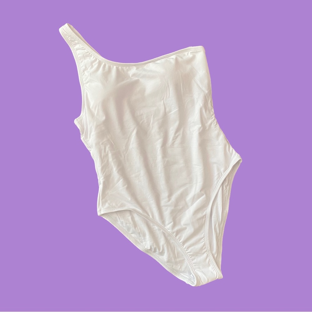 NWT Andie The Nantucket One Shoulder One Piece Swimsuit White Large